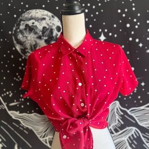 Vintage Red Polka Dot Top